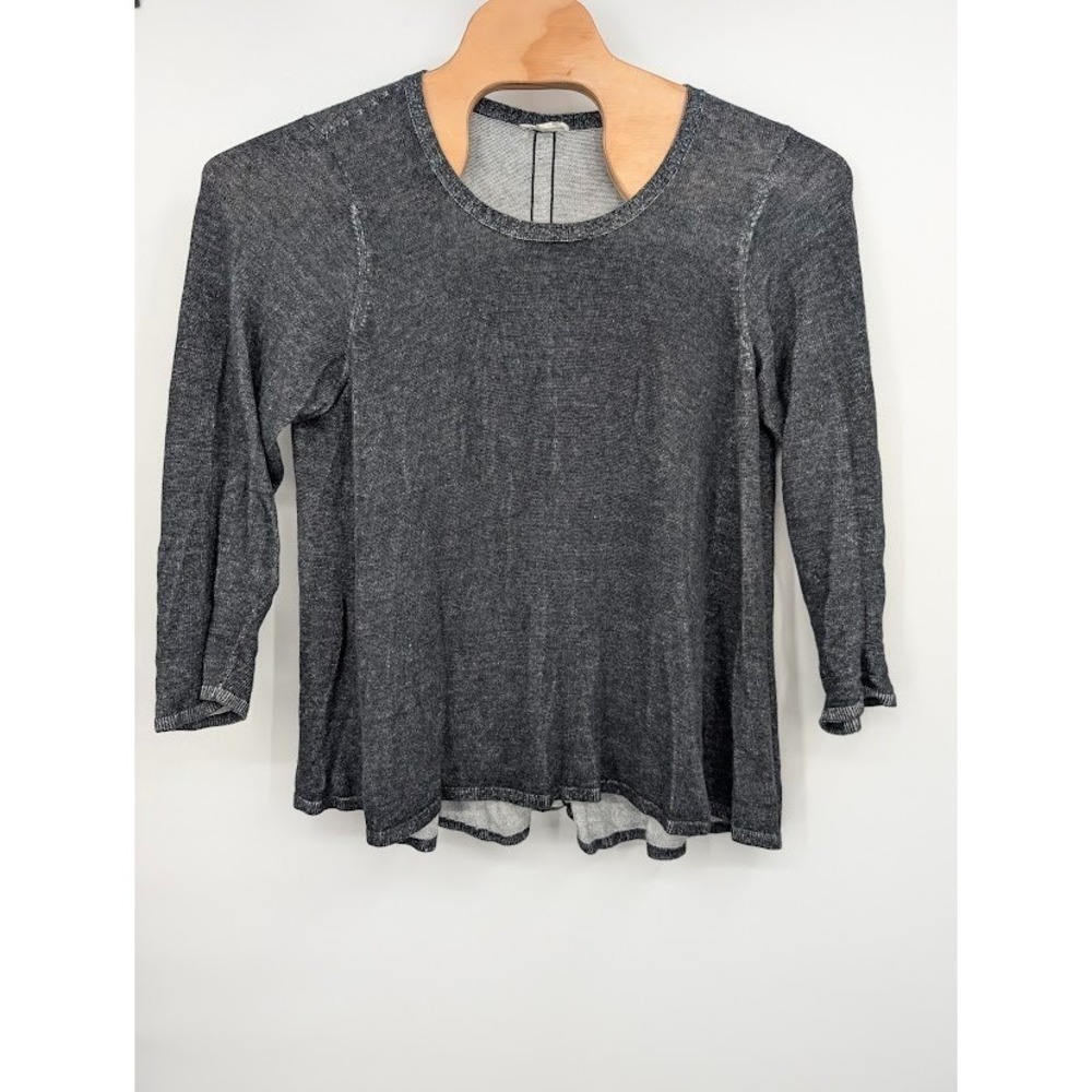 Eileen Fisher Charcoal Knit Sweater Top High/Low Hemline‎ Gray Women's sz XL